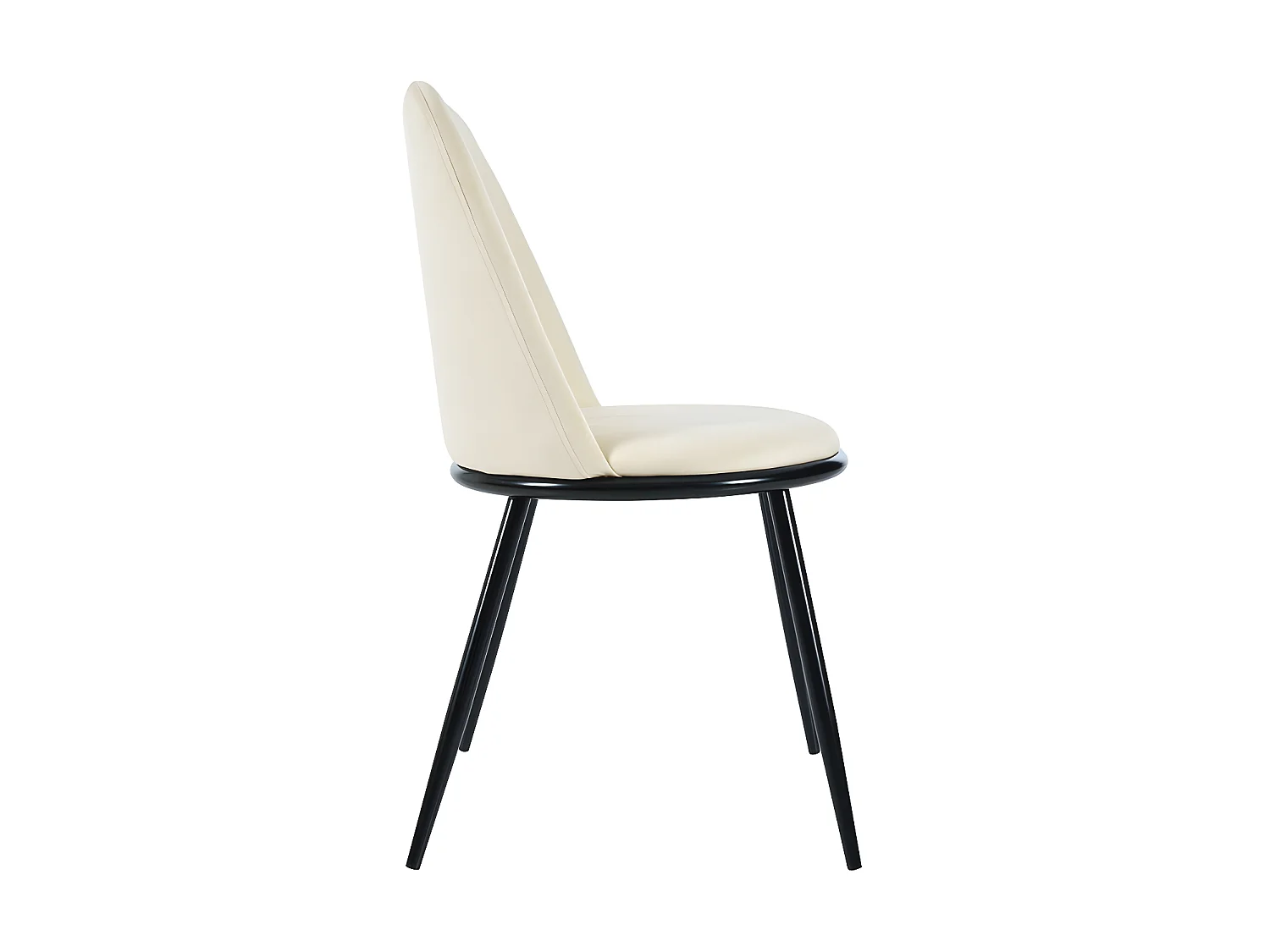 Set van 2 gestoffeerde fluwelen stoelen met rugleuning - zwarte metalen structuur - Beige