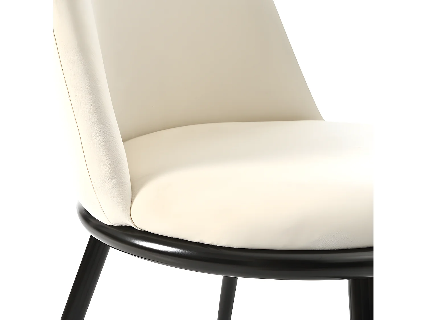 Set van 2 gestoffeerde fluwelen stoelen met rugleuning - zwarte metalen structuur - Beige