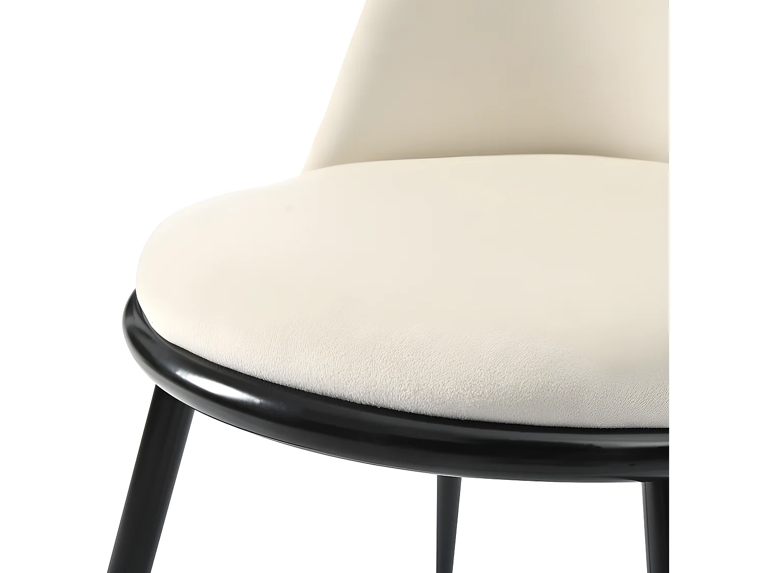 Set van 2 gestoffeerde fluwelen stoelen met rugleuning - zwarte metalen structuur - Beige