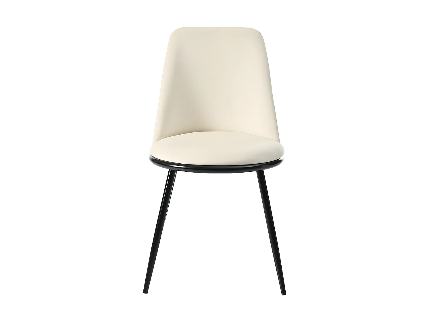 Set van 2 gestoffeerde fluwelen stoelen met rugleuning - zwarte metalen structuur - Beige