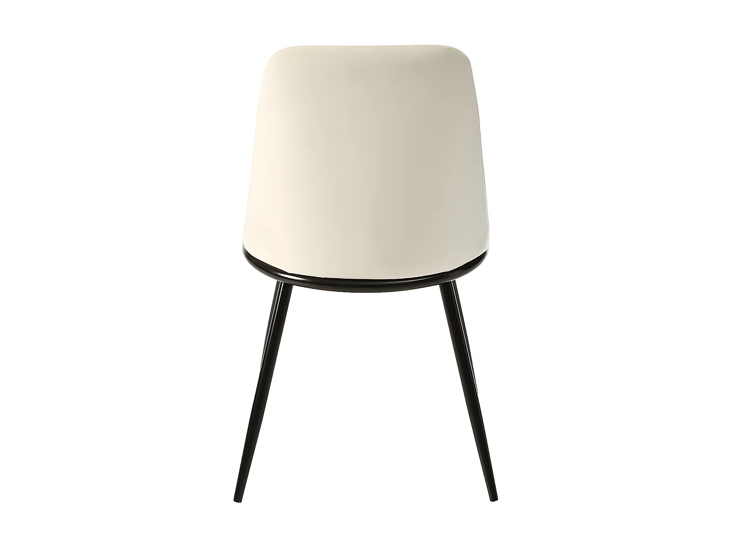 Set van 2 gestoffeerde fluwelen stoelen met rugleuning - zwarte metalen structuur - Beige