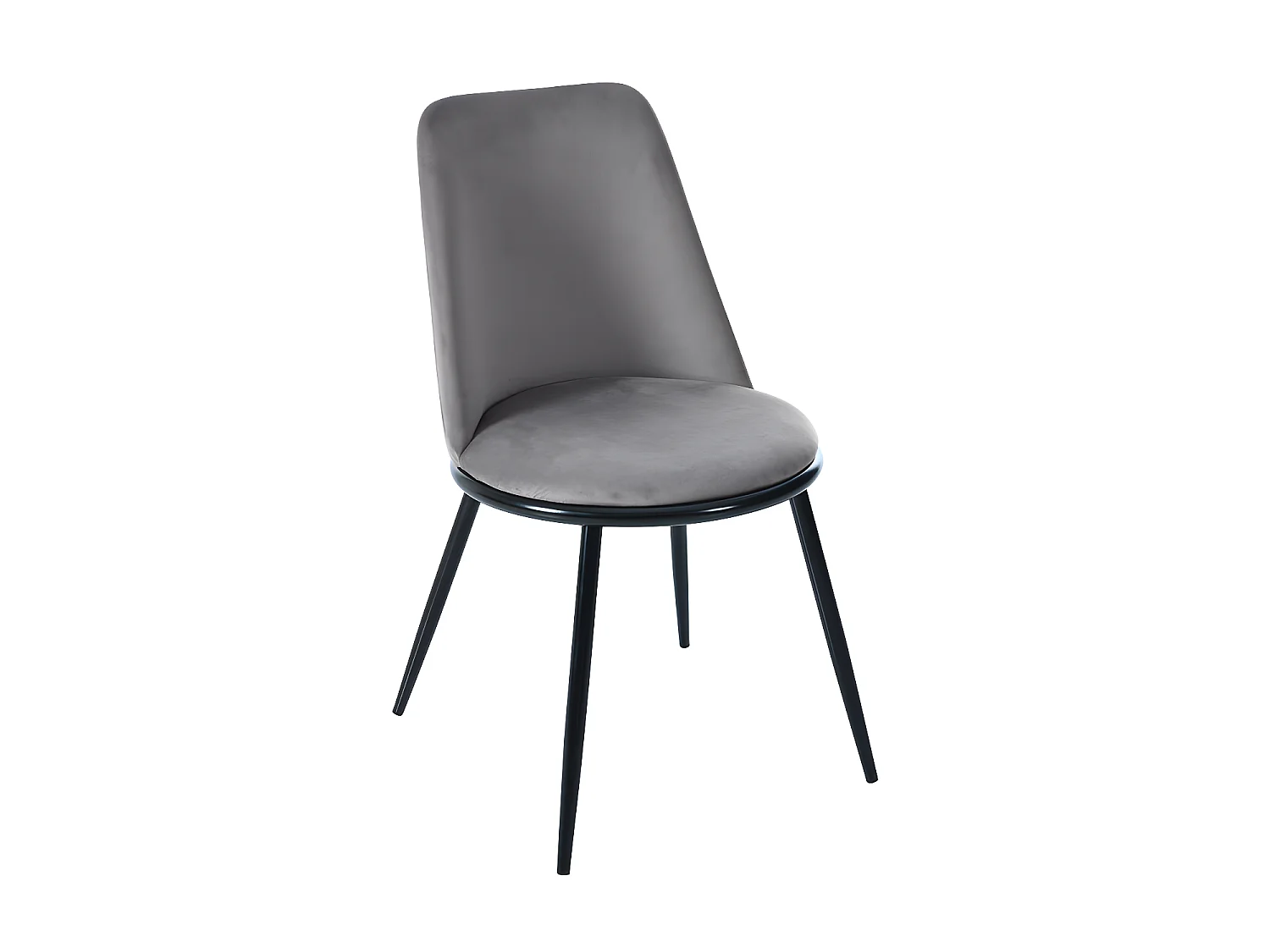 Lot de 2 Chaises rembourrées en velours avec dossier - structure en métal noir - Gris