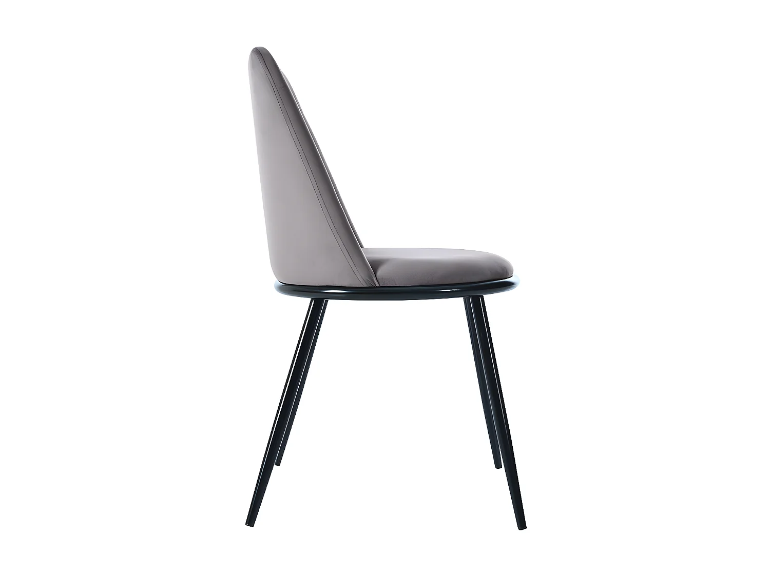 Lot de 2 Chaises rembourrées en velours avec dossier - structure en métal noir - Gris