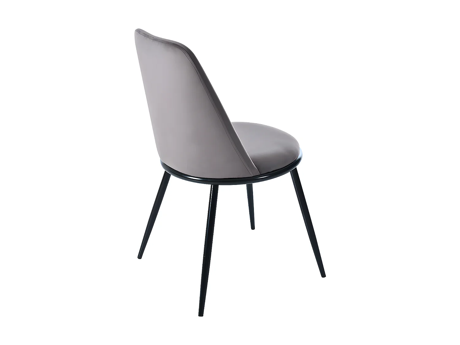 Lot de 2 Chaises rembourrées en velours avec dossier - structure en métal noir - Gris