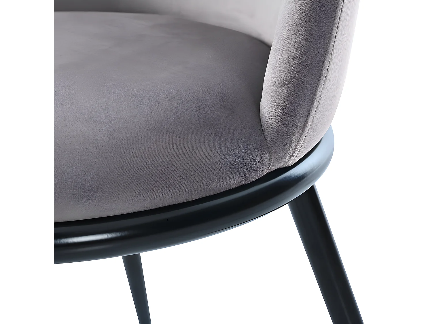 Lot de 2 Chaises rembourrées en velours avec dossier - structure en métal noir - Gris