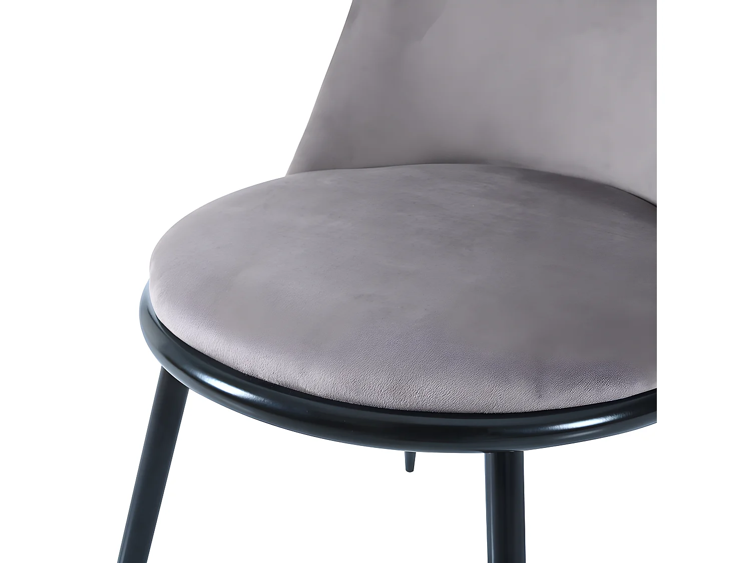 Lot de 2 Chaises rembourrées en velours avec dossier - structure en métal noir - Gris