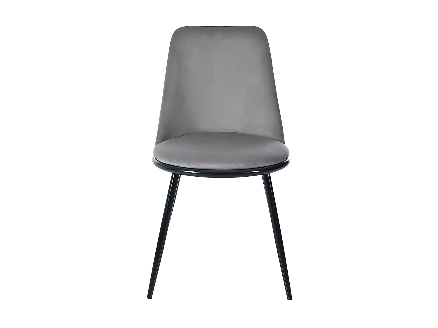 Lot de 2 Chaises rembourrées en velours avec dossier - structure en métal noir - Gris