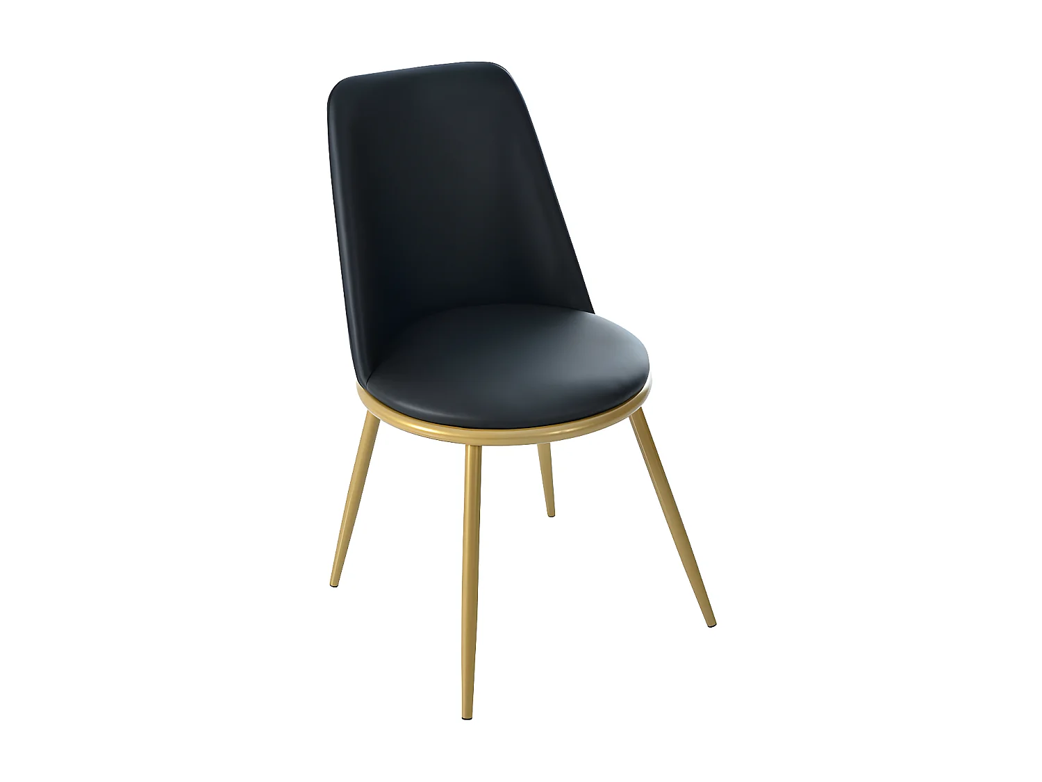 Lot de 2 Chaises rembourrées en velours avec dossier - structure en métal doré - Noir