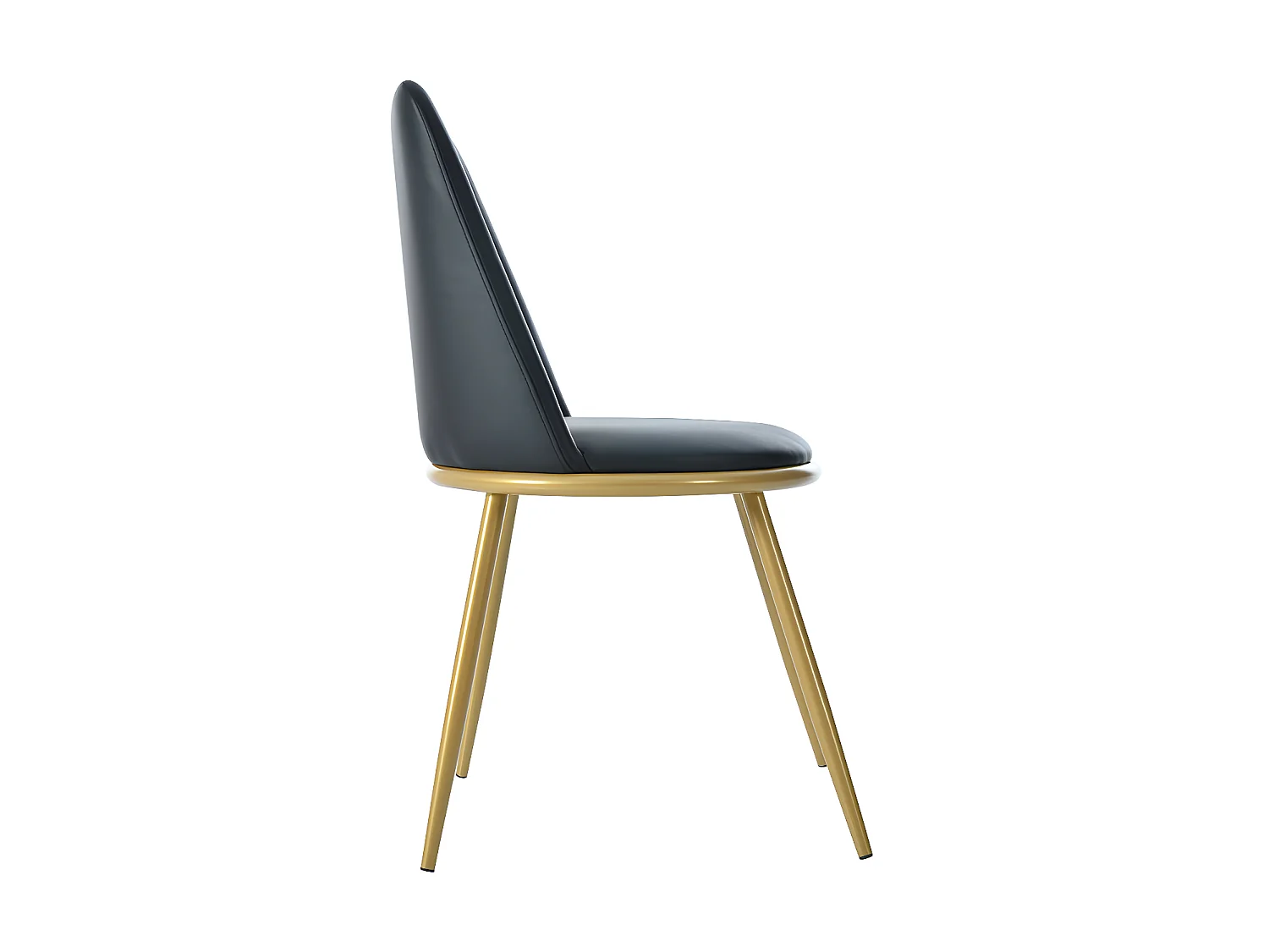 Lot de 2 Chaises rembourrées en velours avec dossier - structure en métal doré - Noir