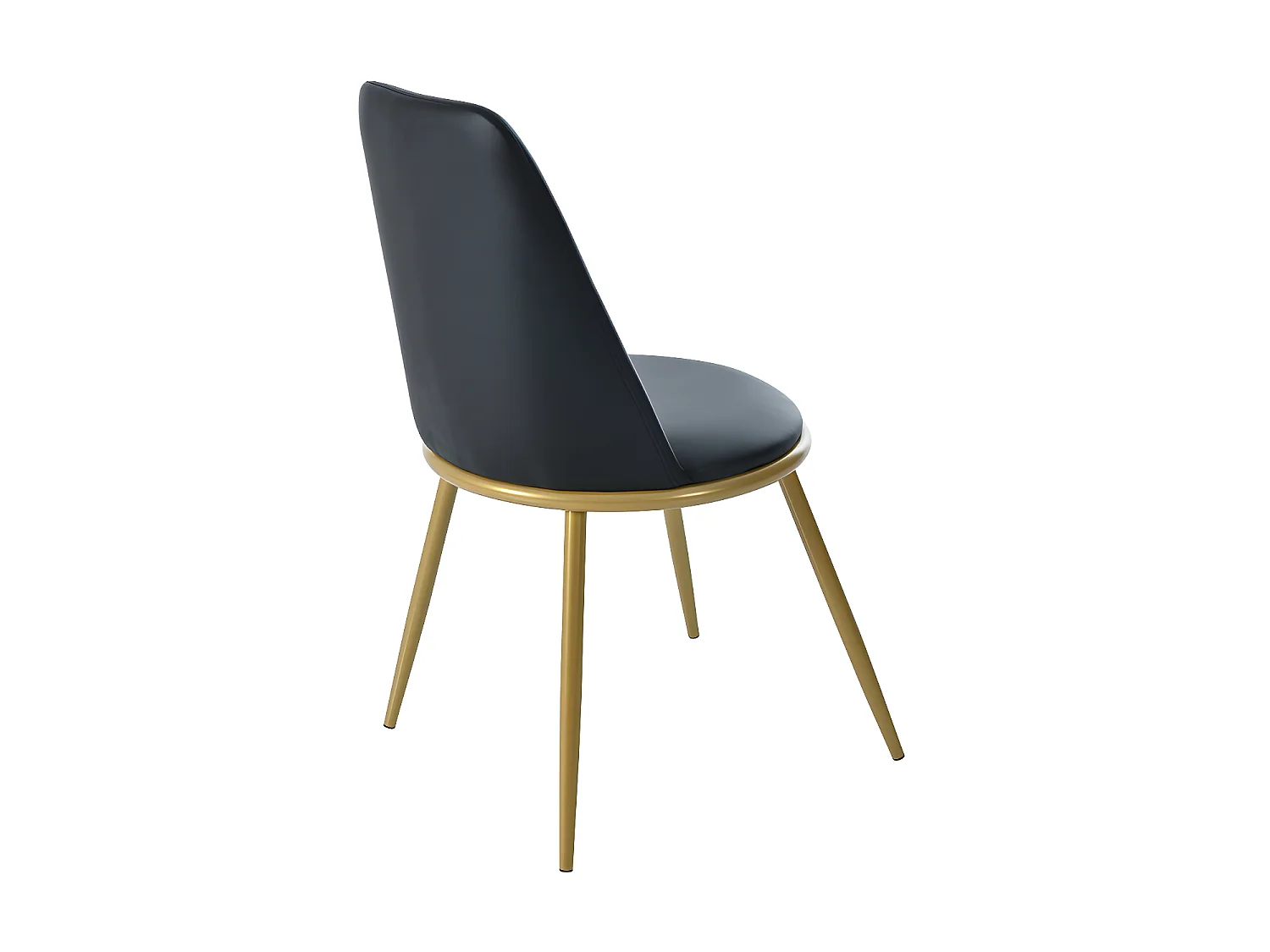 Lot de 2 Chaises rembourrées en velours avec dossier - structure en métal doré - Noir