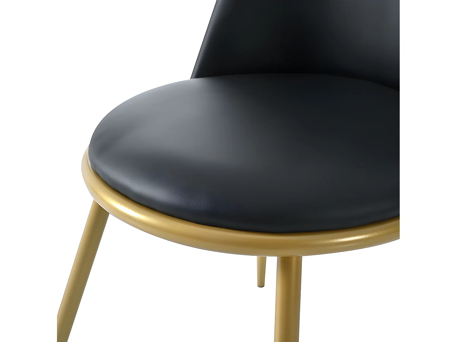 Lot de 2 Chaises rembourrées en velours avec dossier - structure en métal doré - Noir