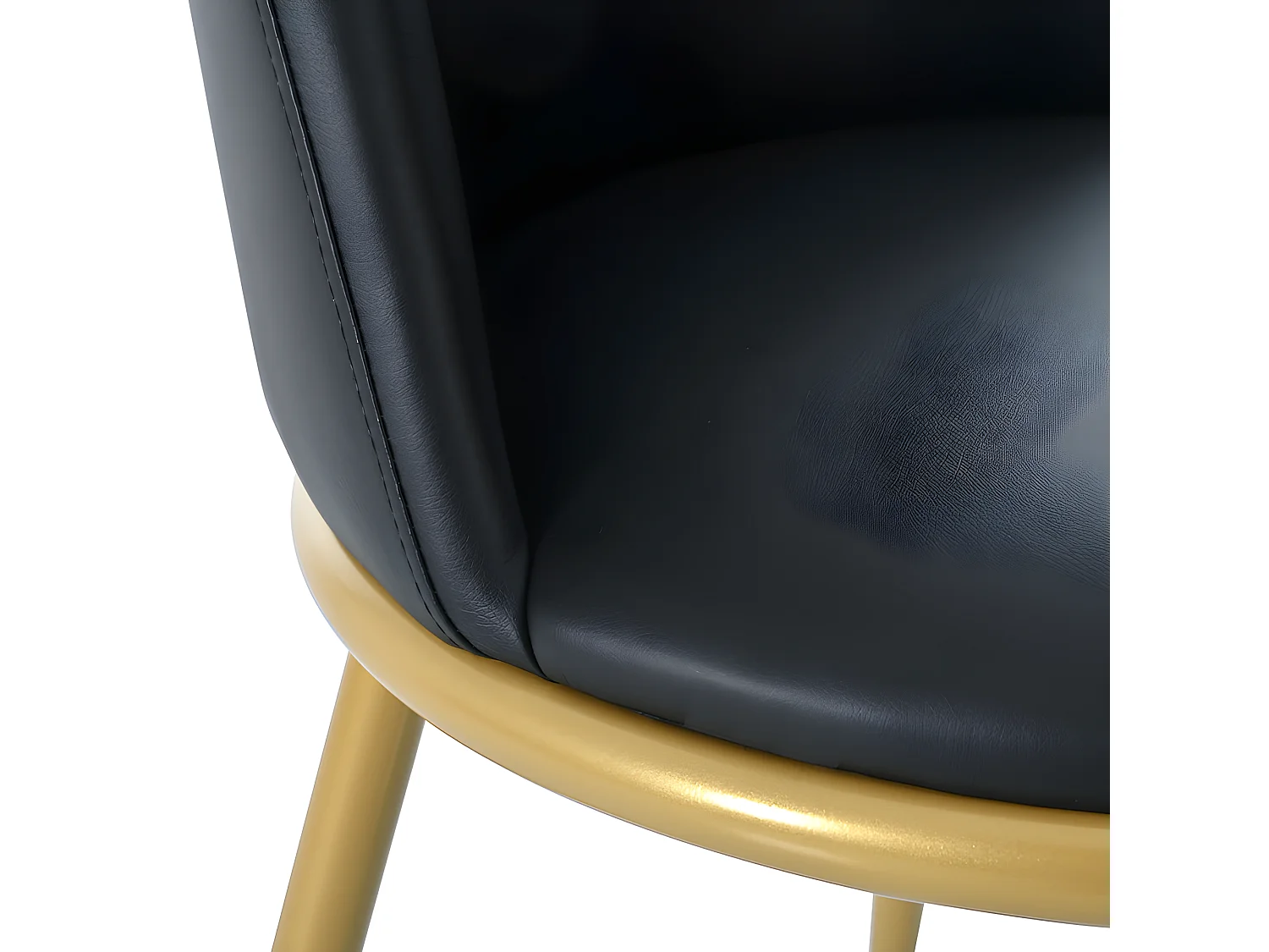 Lot de 2 Chaises rembourrées en velours avec dossier - structure en métal doré - Noir