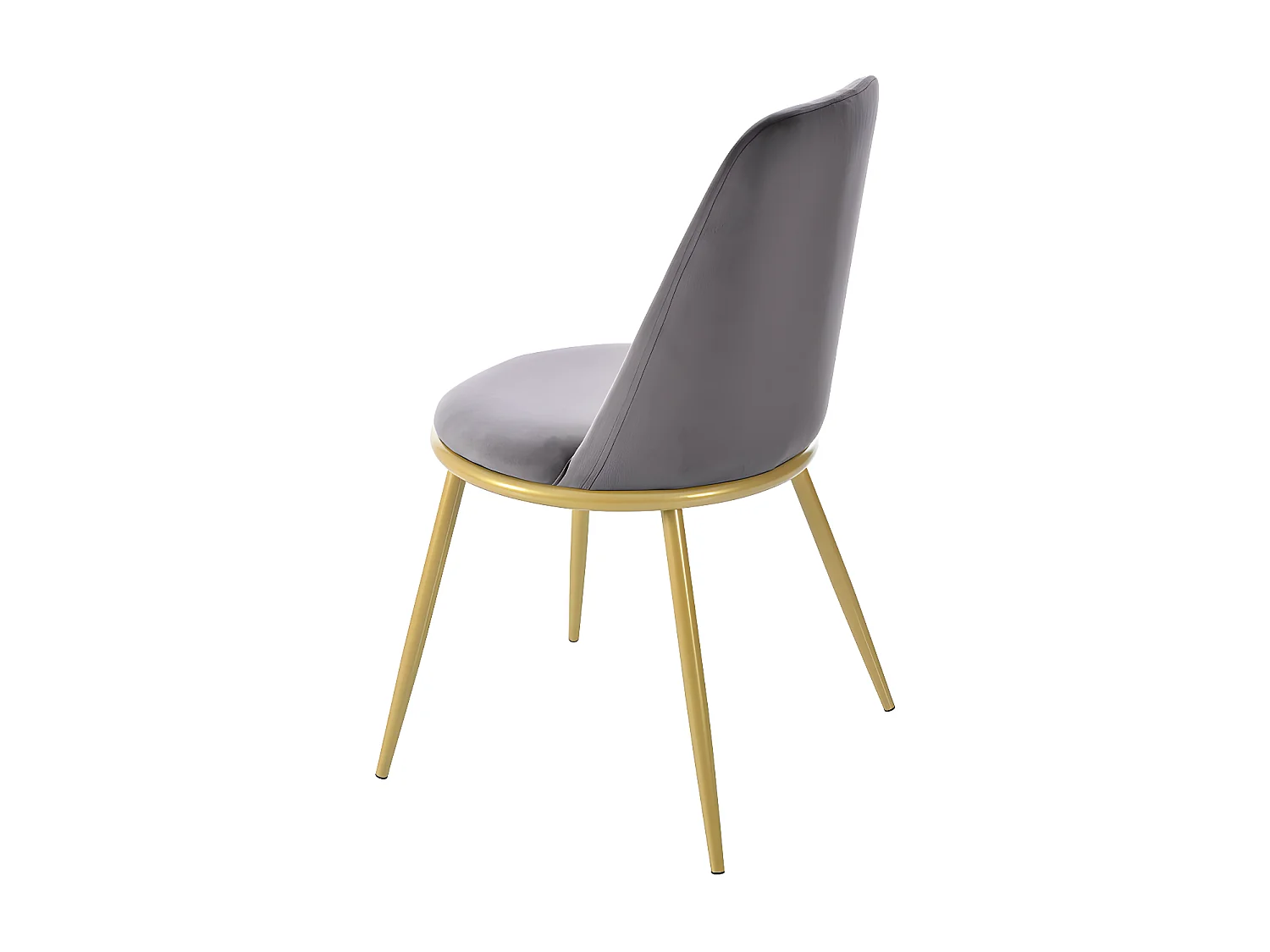 Set van 2 gestoffeerde fluwelen stoelen met rugleuning - goudkleurige metalen structuur - grijs