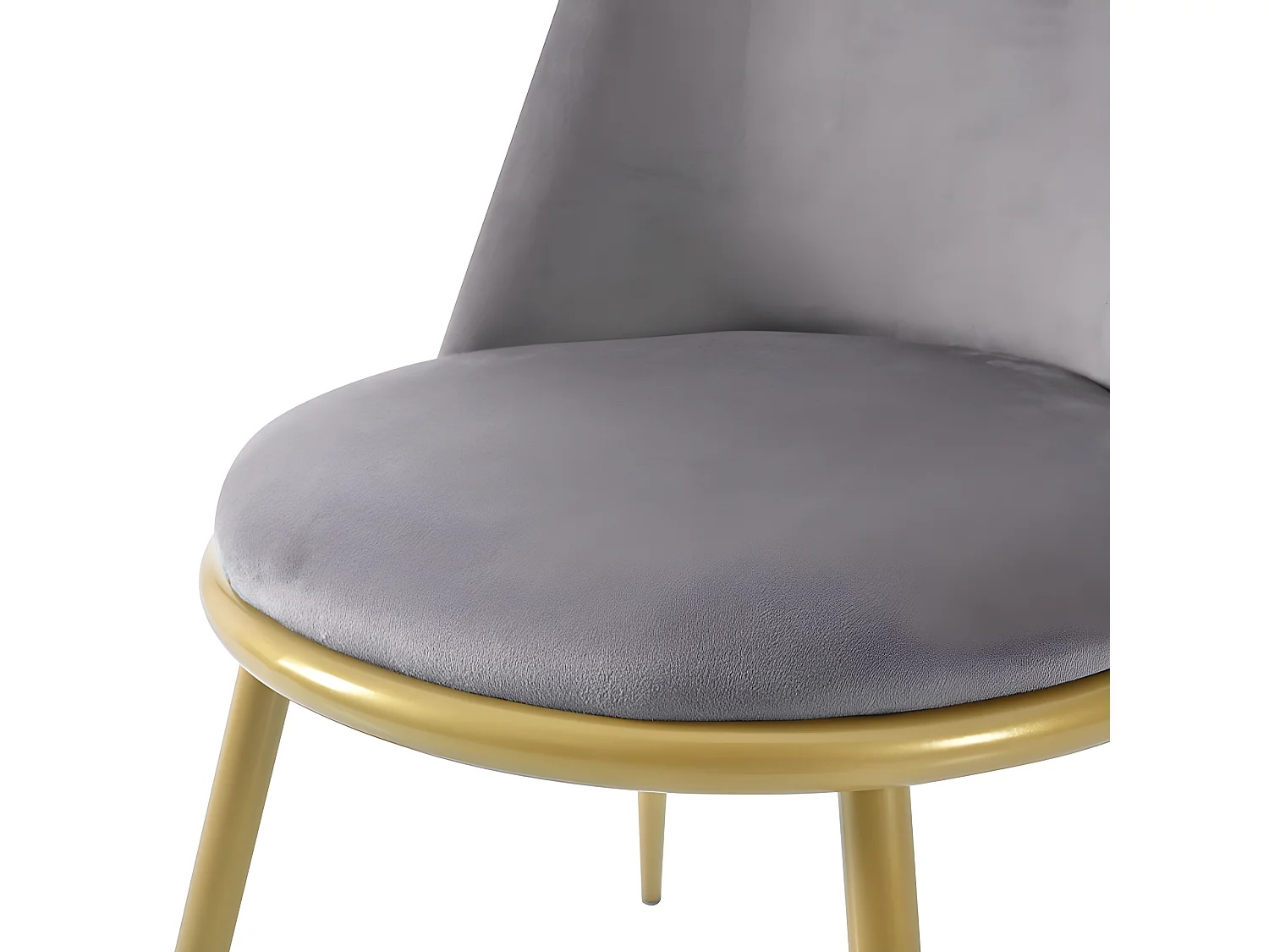 Set van 2 gestoffeerde fluwelen stoelen met rugleuning - goudkleurige metalen structuur - grijs