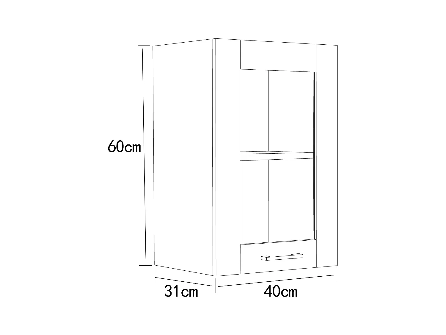 Kitchen furniture hanging cabinet Colura White / Anthracite H. 60 x W. 40 x D. 31 cm