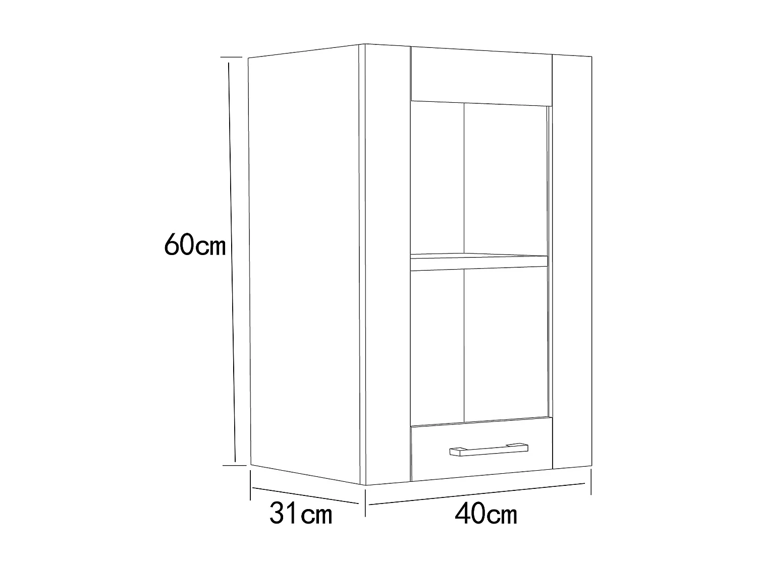 Kitchen furniture hanging cabinet Colura White / Anthracite H. 60 x W. 40 x D. 31 cm