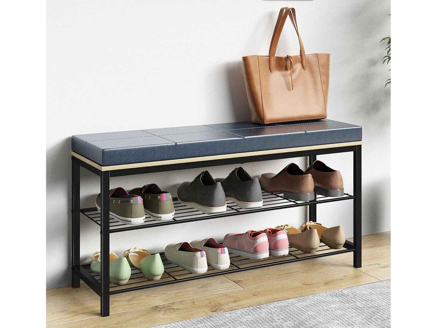 Shoe Shelf Taliro Honey oak H. 48 x W. 90 x D. 30 cm