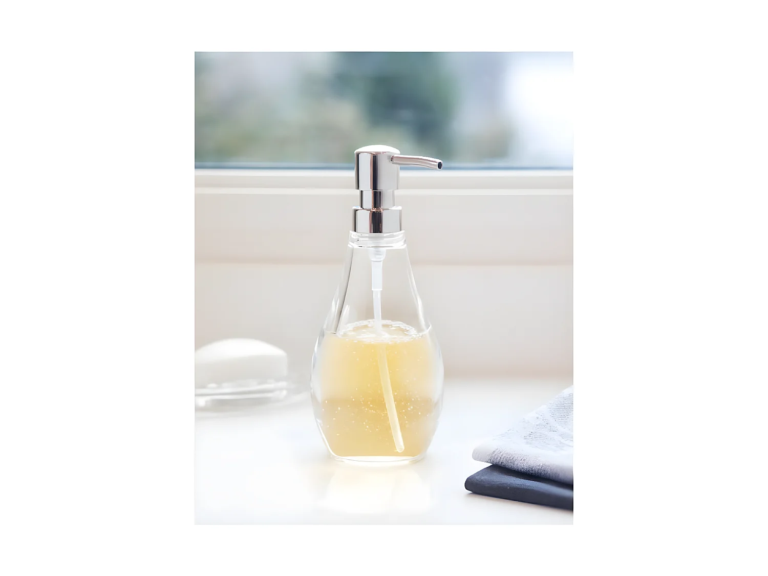 Distributeur de savon acrylique transparent 280 ml Droplet