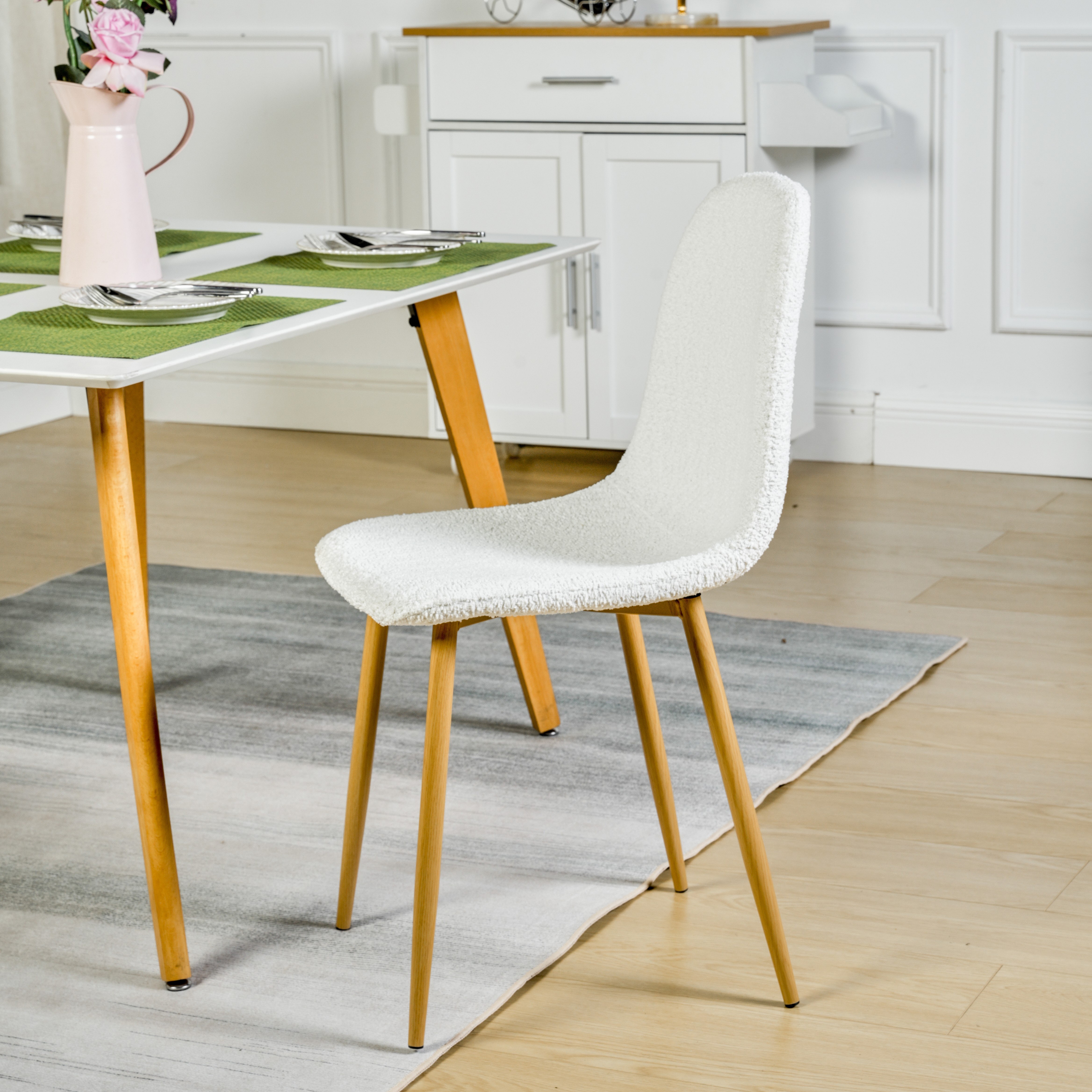 H.J WeDoo Set Di 8 Sedie Da Pranzo Scandinave Design Retrò - Poltrone Con Gambe In Faggio, Colore Grigio, Capacità 120kg