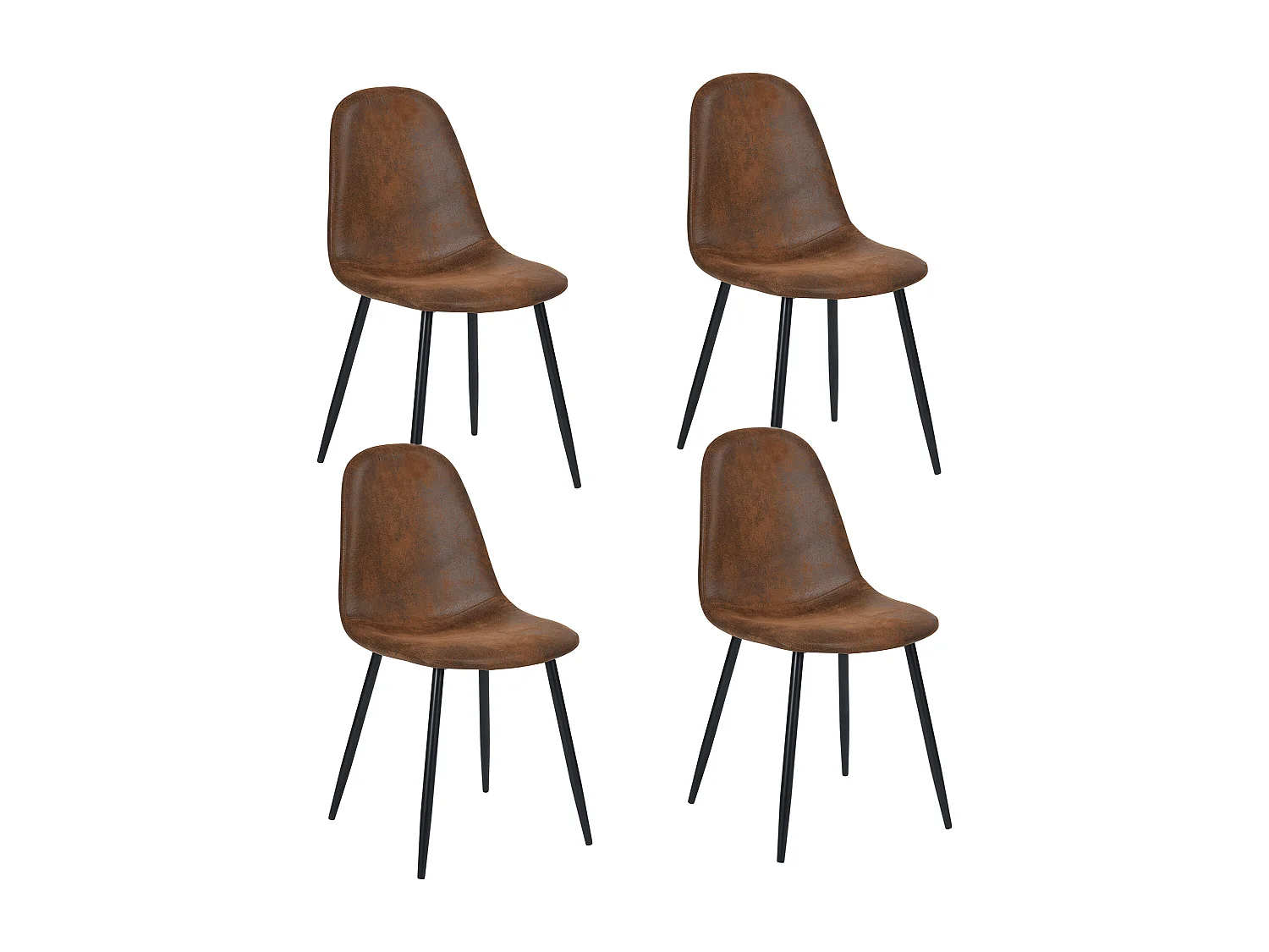 Lot de 4 chaises - Style vintage et design scandinave - En faux daim - Idéales pour cuisine - Marron