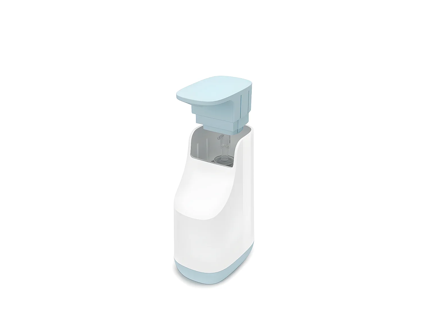 Pompe à savon bleu et blanche