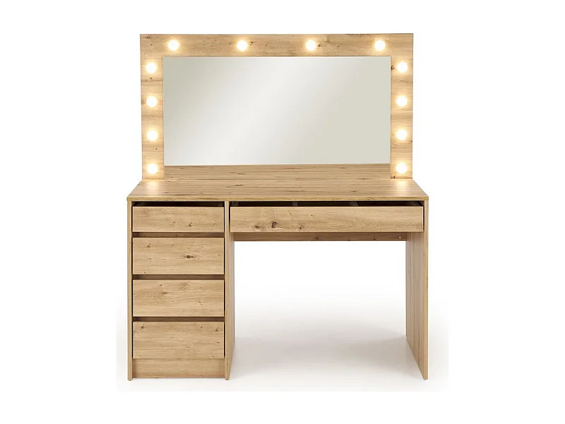 Coiffeuse design à led + miroir couleur chêne Bromo