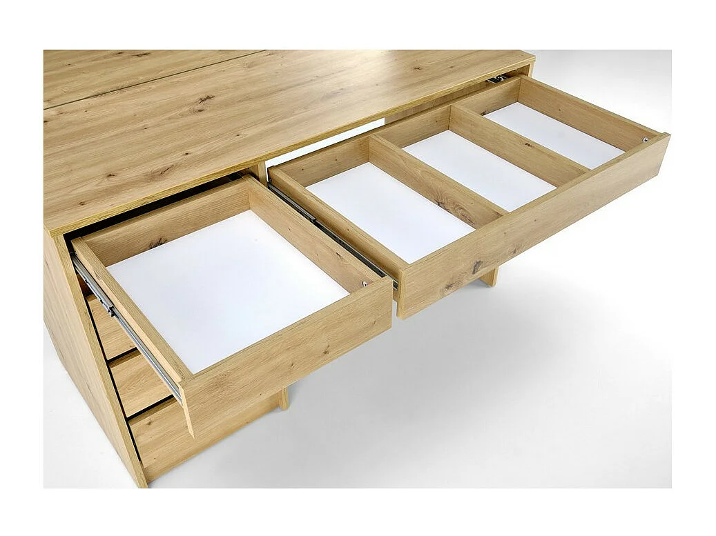 Coiffeuse design à led + miroir couleur chêne Bromo