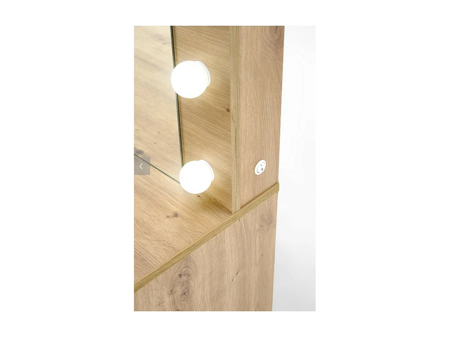Coiffeuse design à led + miroir couleur chêne Bromo
