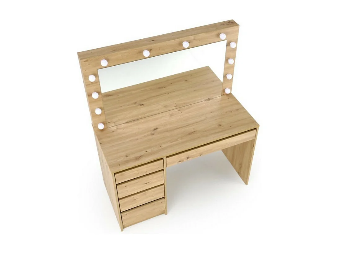 Coiffeuse design à led + miroir couleur chêne Bromo