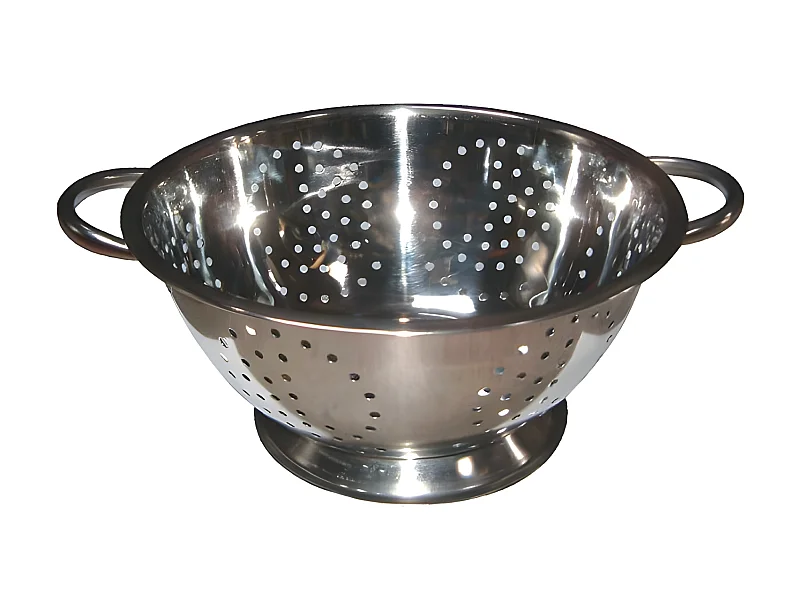 Passoire en acier inoxydable de 24 cm avec poignées en métal et socle large pour une utilisation facile - Baumalu