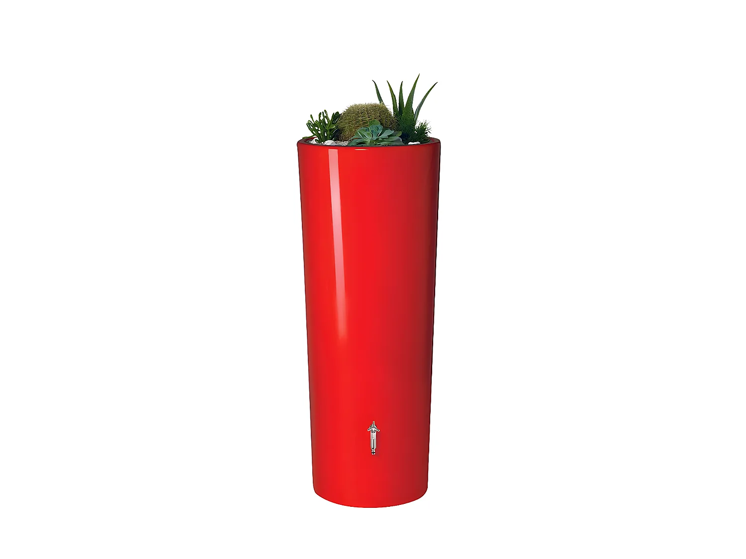 Récupérateur d'eau de pluie 2 en 1 Color 350L avec bac à fleur - Rouge - Garantia