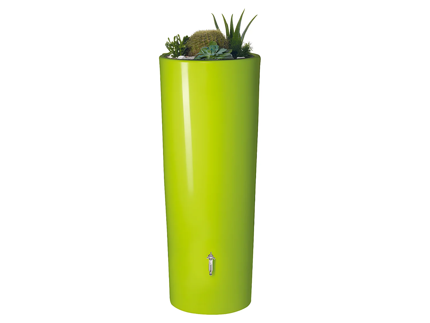 Récupérateur d'eau de pluie 2 en 1 Color 350L avec bac à fleur - Vert - Garantia