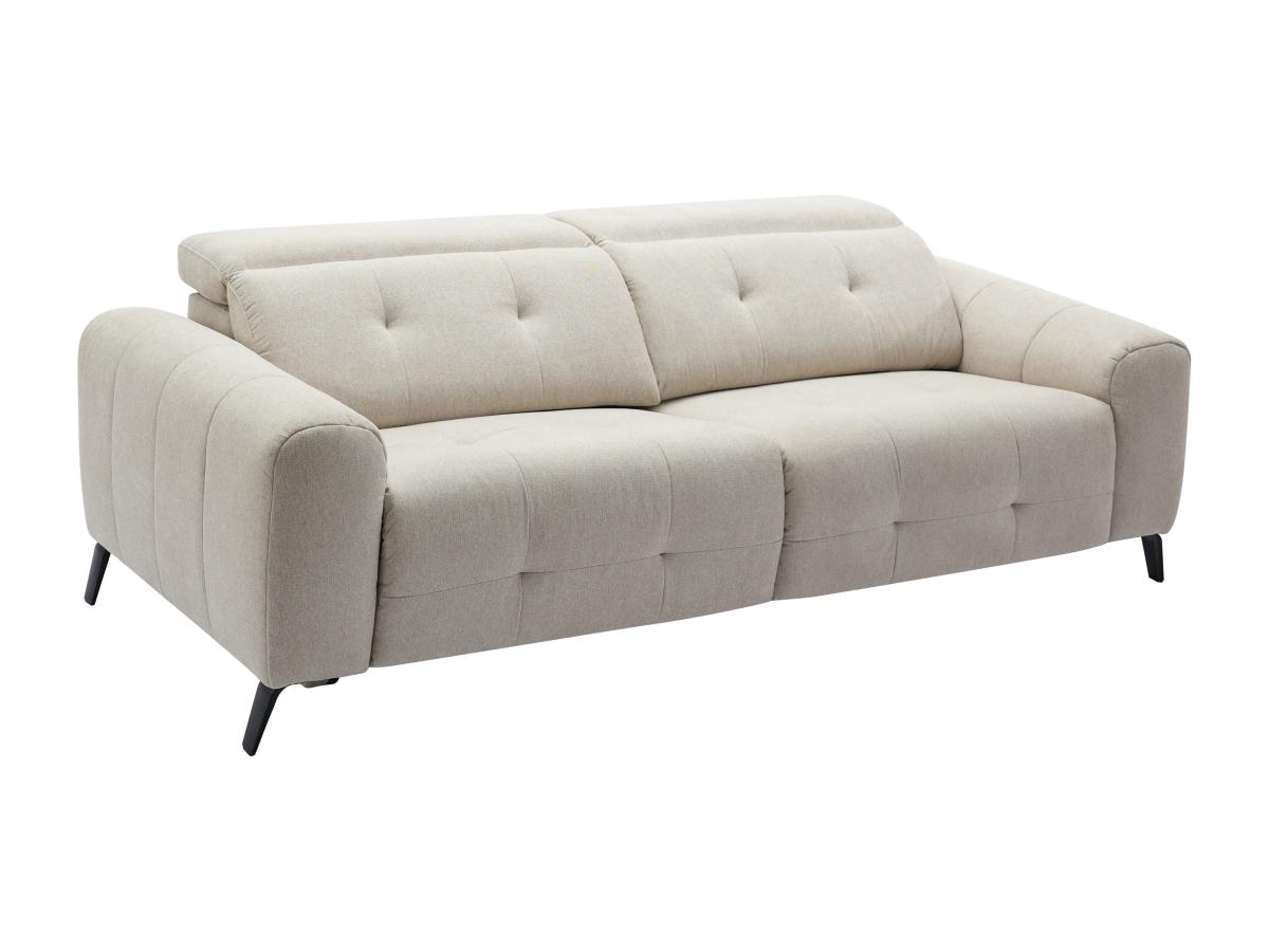 Relaxsofa elektrisch 3-Sitzer - Stoff - Beige - CLODI günstig online kaufen