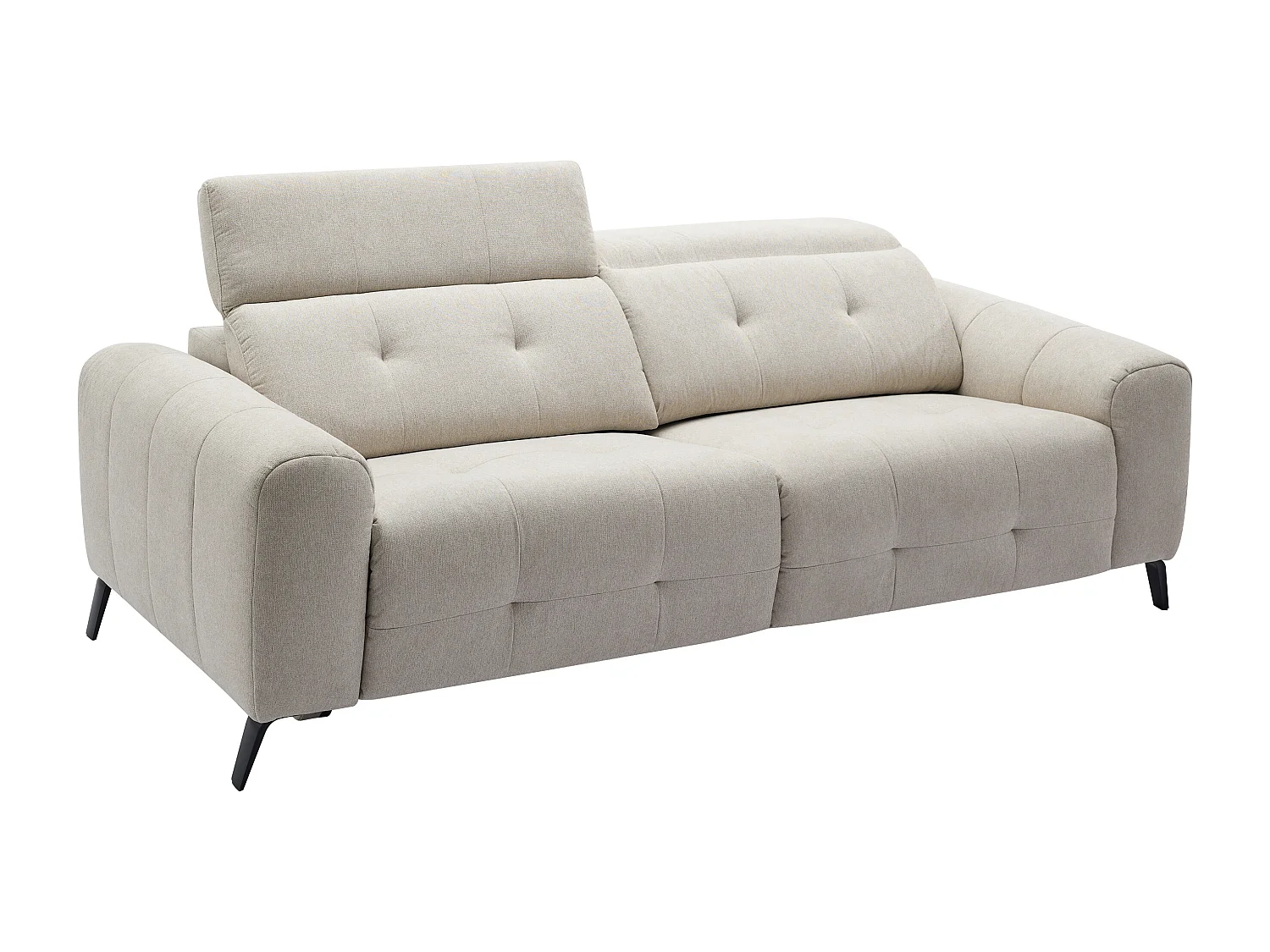 3-sits soffa med elektrisk recliner i beige tyg CLODI