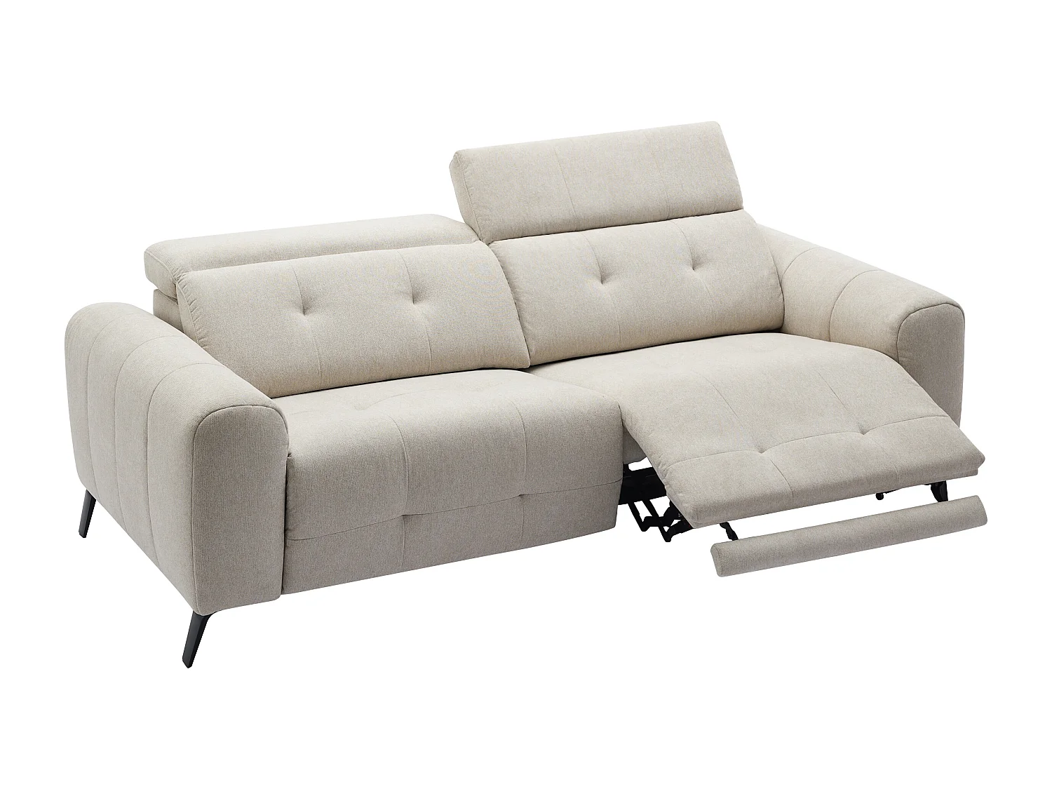 3-sits soffa med elektrisk recliner i beige tyg CLODI