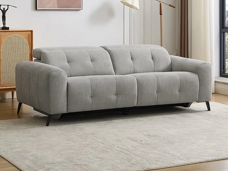 Elektrische relax-driezitsbank van grijze stof CLODI