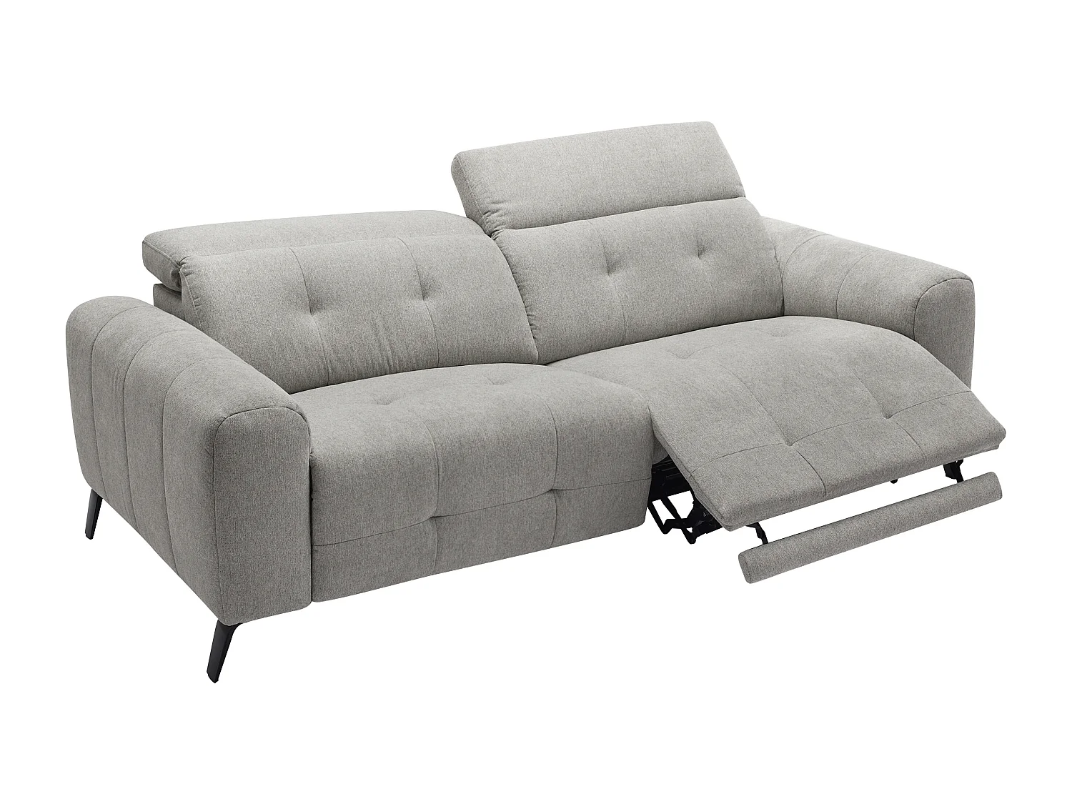 Canapé 3 places relax électrique en tissu gris CLODI