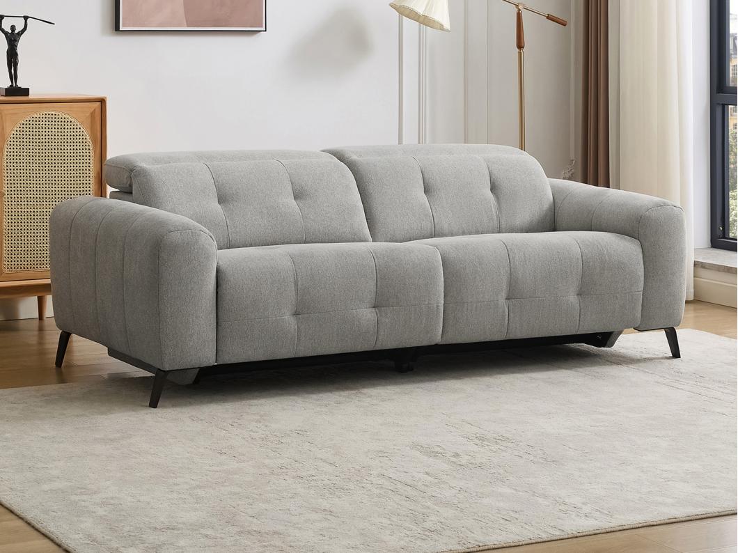 Relaxsofa elektrisch 3-Sitzer - Stoff - Grau - CLODI
