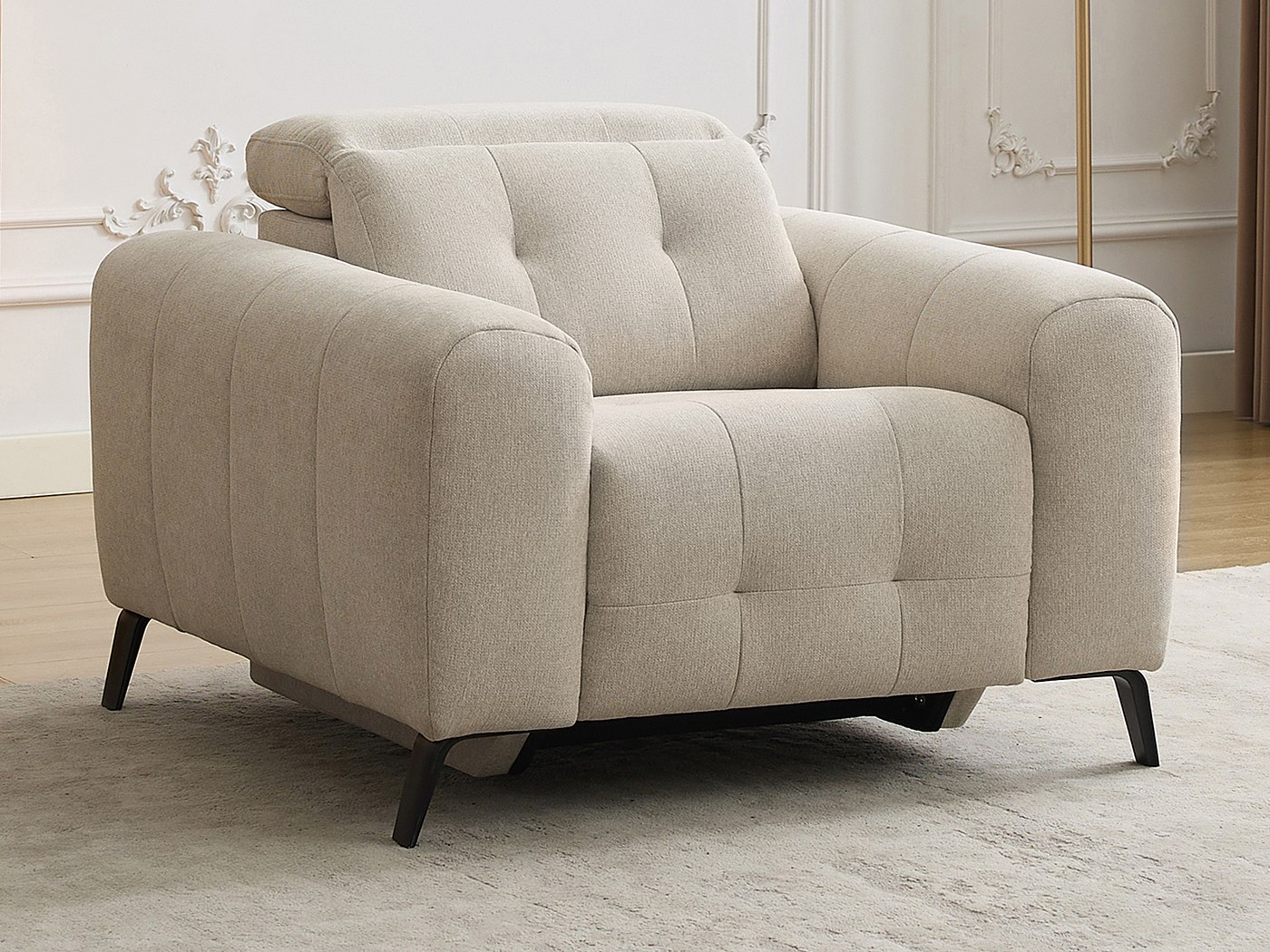 Fauteuil Scandinave SERINO En Tissu Beige – Confort Cocooning & Style Nordique Élégant