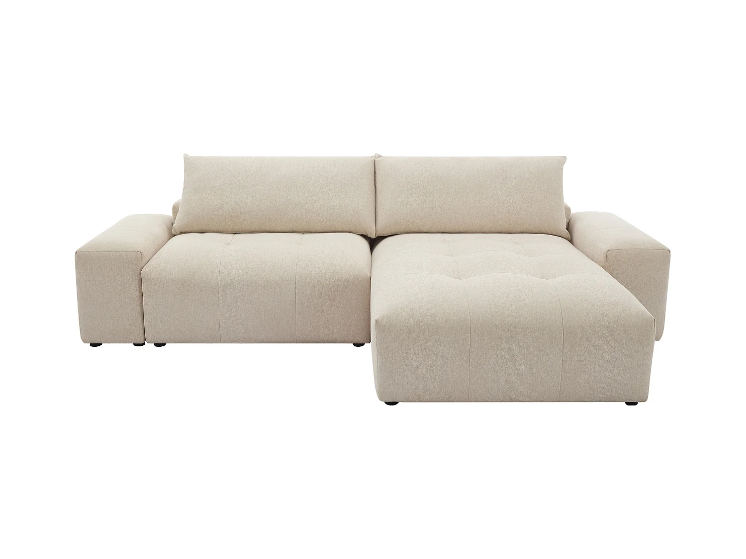 Sofá rinconera reversible de tela beige RACONI