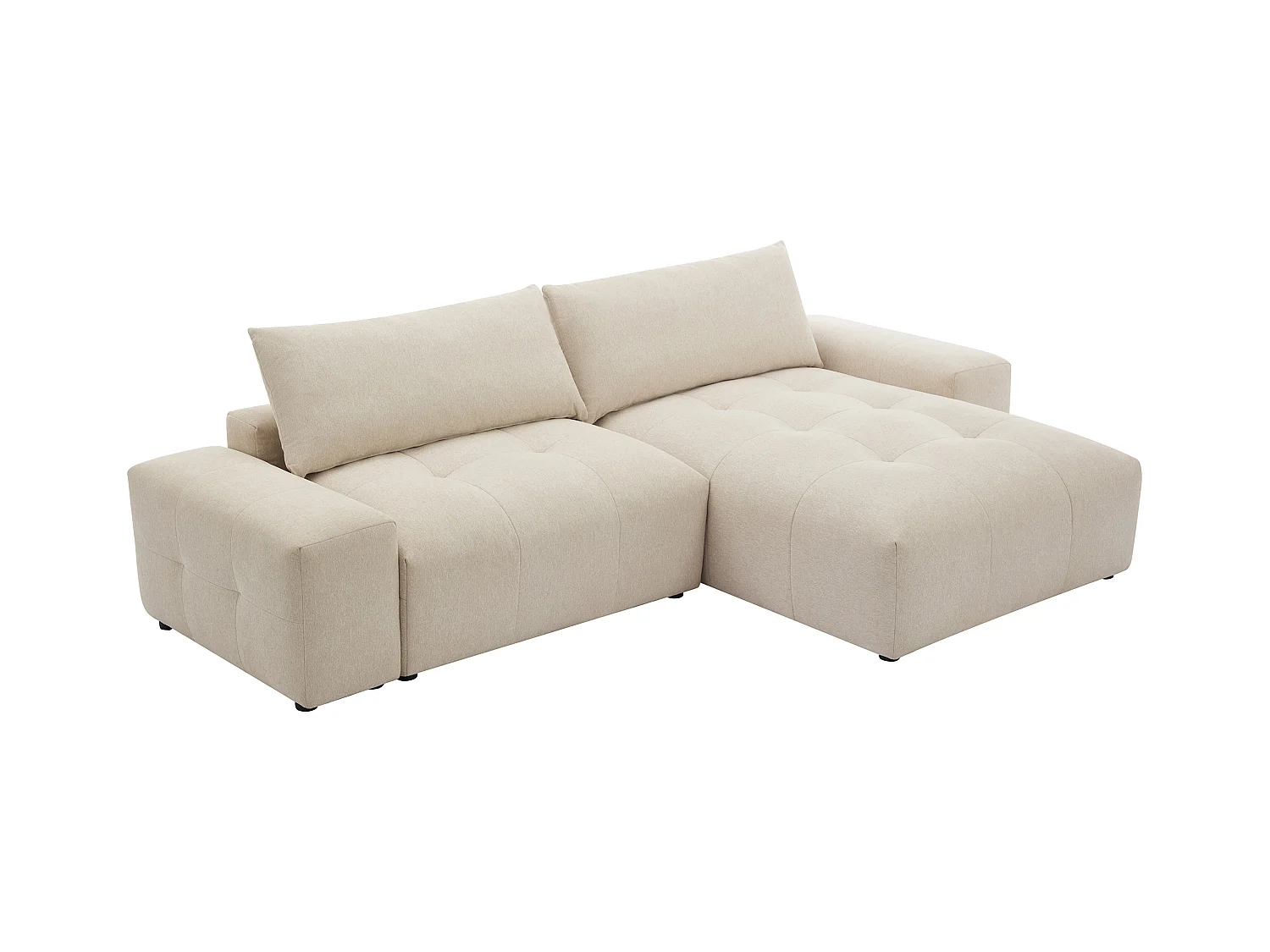 Sofá rinconera reversible de tela beige RACONI