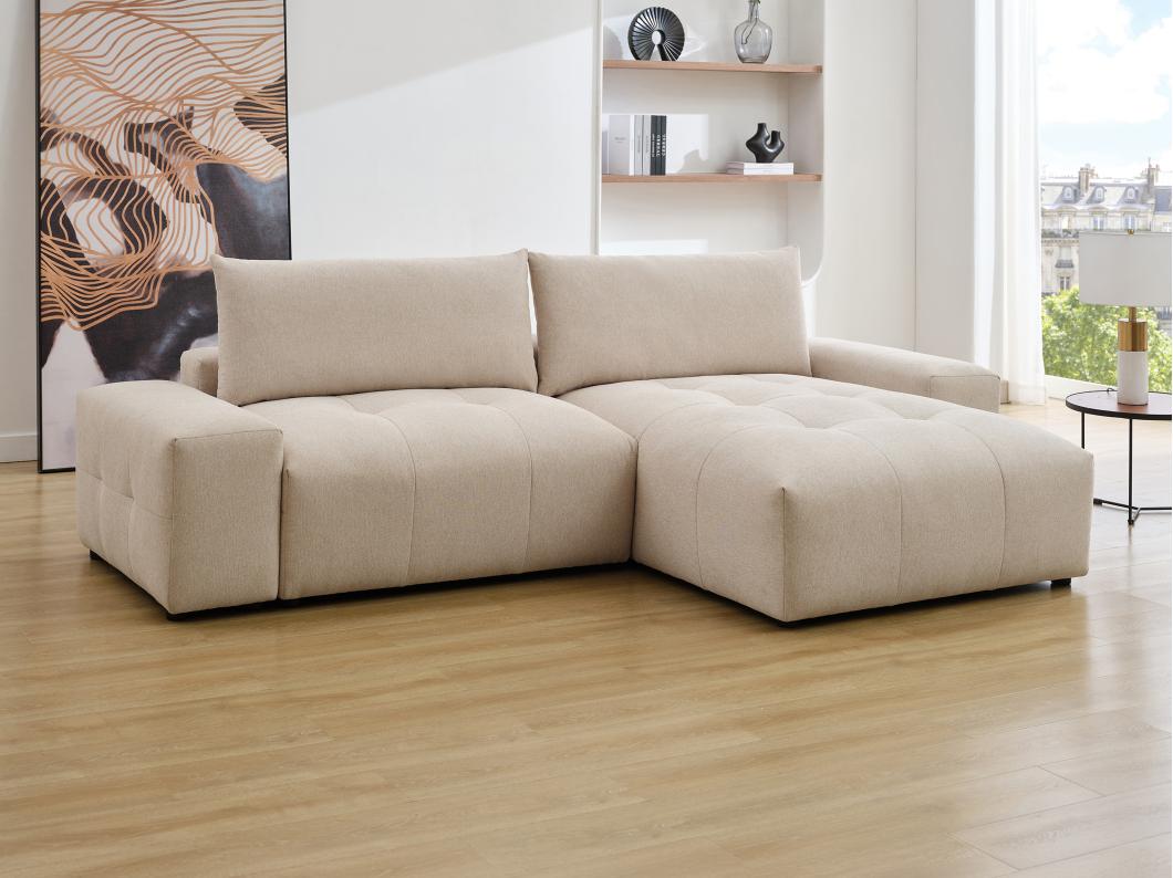 Divano angolo reversibile in Tessuto chiné Beige  - RACONI