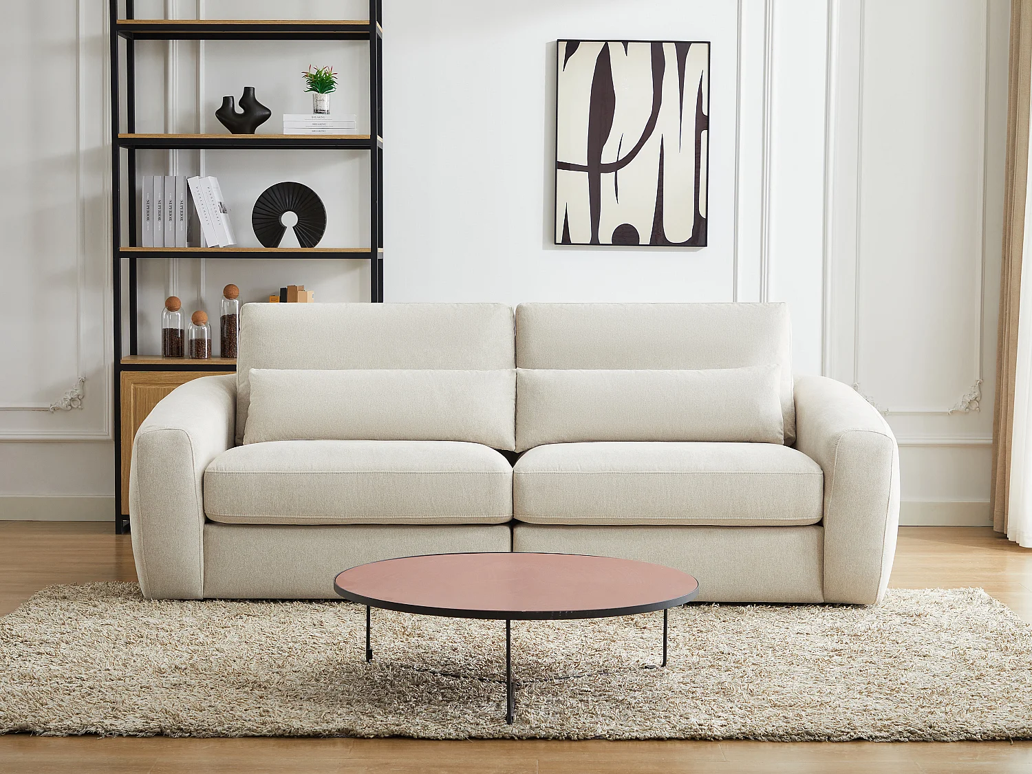 Zitbank 3 plaatsen in beige stof GUSANA