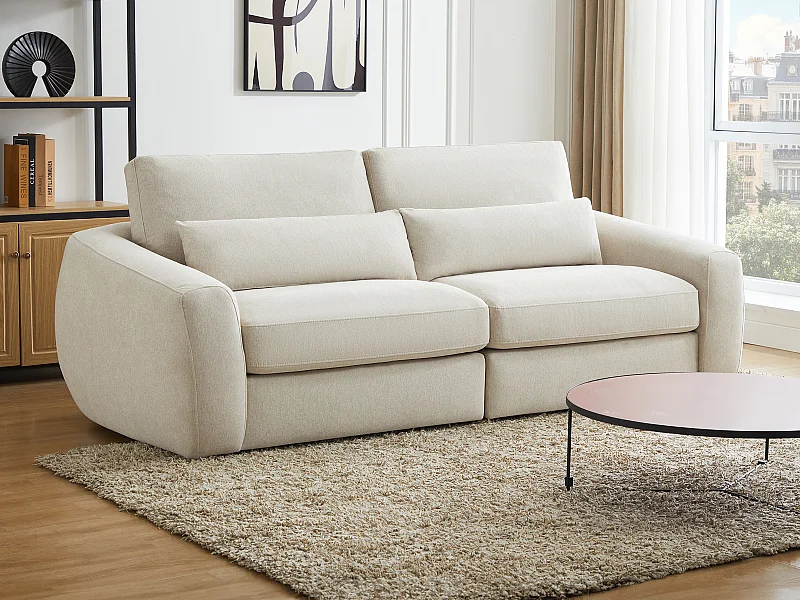 Canapé 3 places en tissu beige GUSANA