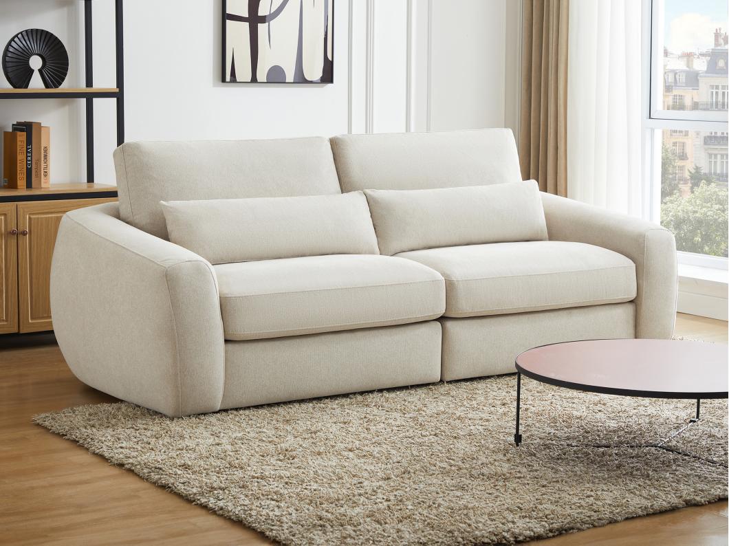 Sofá de 3 plazas de tela beige GUSANA