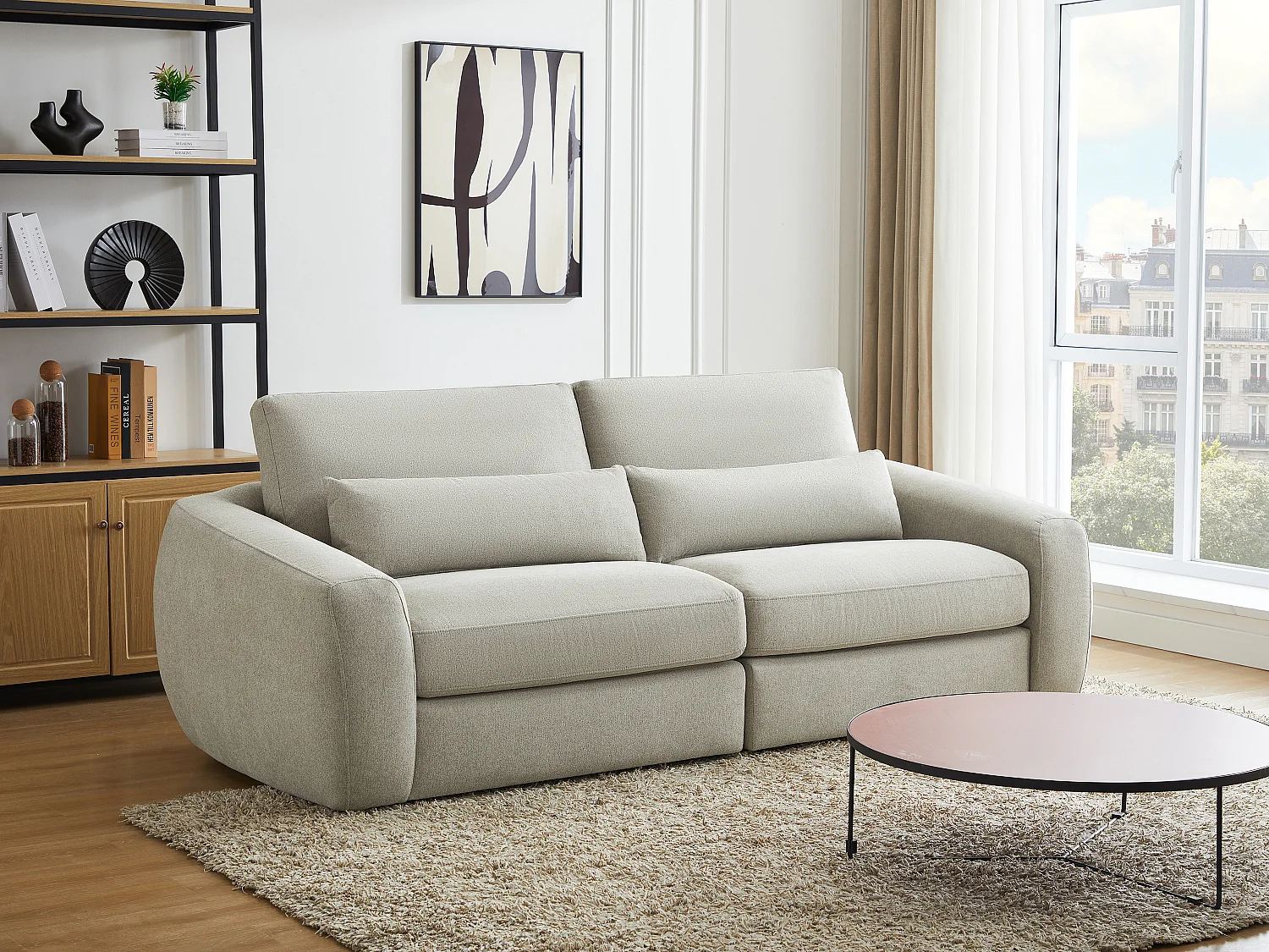 Sofa 3-Sitzer - Stoff - Hellgrau - GUSANA