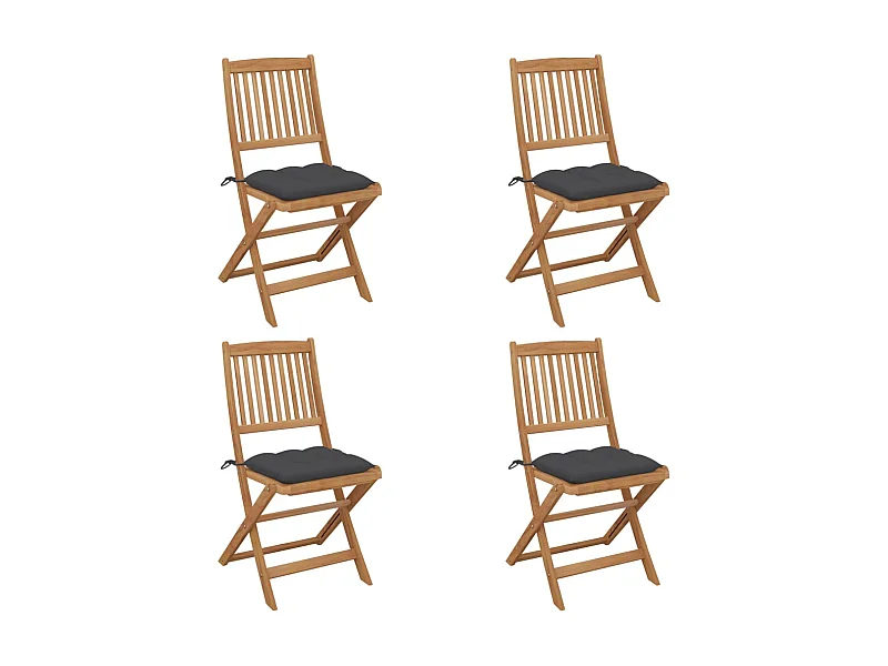 Klappbare Gartenstühle 4 Stk.| Outdoor-Stuhl mit Kissen Massivholz Akazie -gkd503335