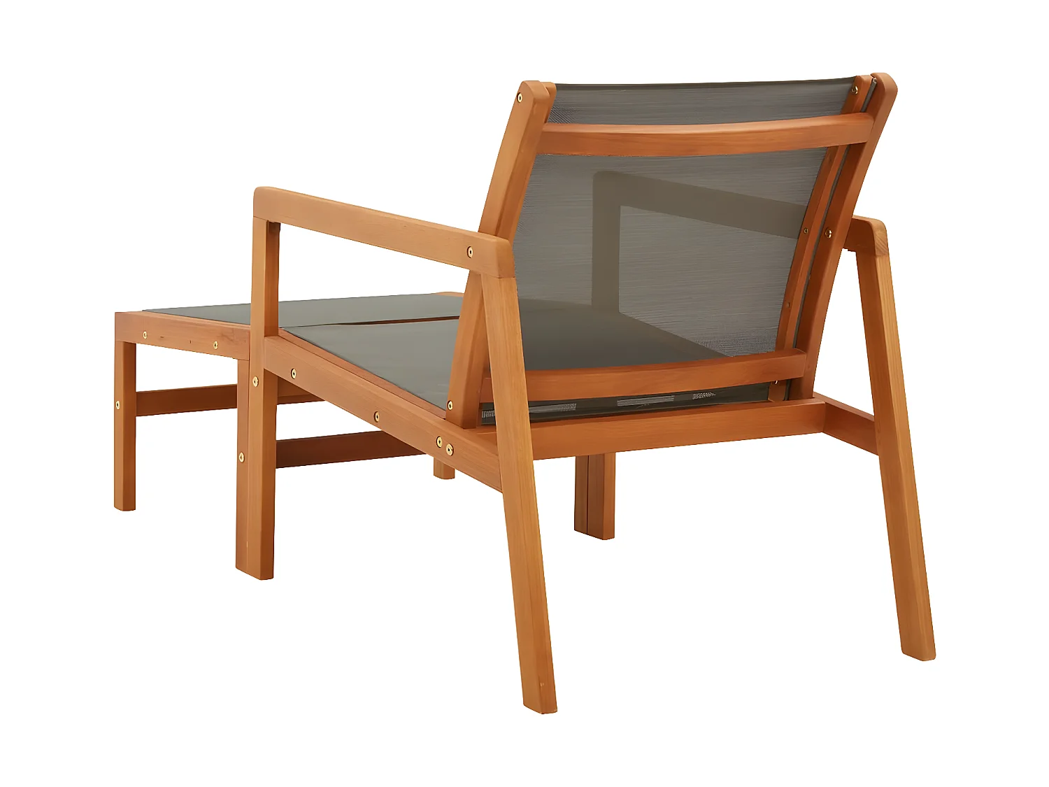 Cadeira de jardim c/ apoio pés eucalipto maciço/textilene cinza PT476308