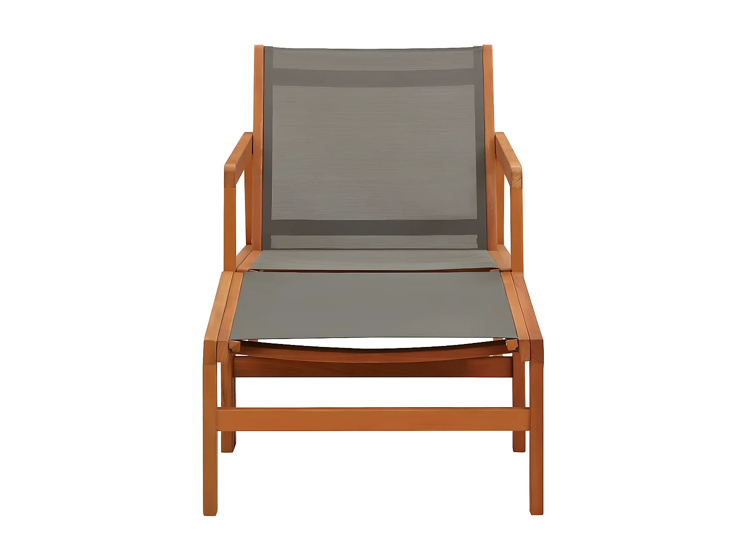 Cadeira de jardim c/ apoio pés eucalipto maciço/textilene cinza PT476308