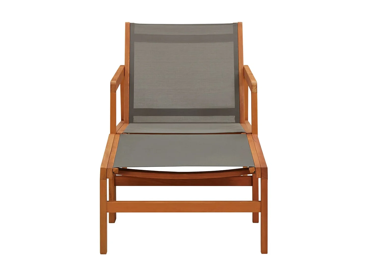 Cadeira de jardim c/ apoio pés eucalipto maciço/textilene cinza PT476308